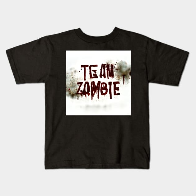 Team Zombie - white and red text Kids T-Shirt by Liana Campbell